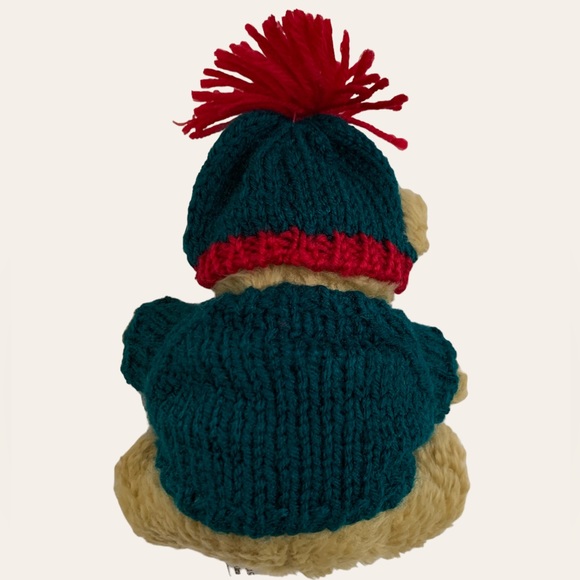 Set of Three Christmas Teddy Bears in Knitted Hats, Scarves or Sweaters - Picture 7 of 9